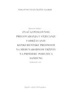 Značaj poslovnog pregovaranja u stjecanju i održavanju konkurentske prednosti na međunarodnom tržištu na primjeru poduzeća Samsung Electronics