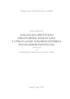 STRATEGIJA DRUŠTVENO ODGOVORNOG POSLOVANJA U UPRAVLJANJU SUKOBOM INTERESA FINANCIJSKIH INSTITUCIJA