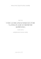 Utjecaj organizacijske kulture na poslovanje suvremenih kompanija