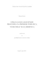 Upravljanje logističkim procesima na primjeru poduzeća "Euro-milk" d.o.o. Bedenica