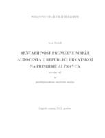 Rentabilnost prometne mreže autocesta u Republici Hrvatskoj na primjeru A1 pravca