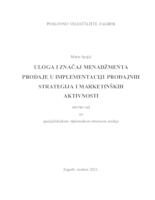 Uloga i značaj menadžmenta prodaje u implementaciji prodajnih strategija i marketinških aktivnosti