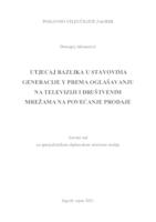 Utjecaj razlika u stavovima generacije Y prema oglašavanju na televiziji i društvenim mrežama na povećanje prodaje