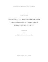 Organizacija javnih događanja tijekom Covid 19 pandemije u Hrvatskoj i svijetu