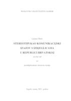 Stereotipi kao komunikacijski izazov s izbjeglicama u Republici Hrvatskoj