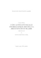 prikaz prve stranice dokumenta Utjecaj influencera kao informacijskog resursa na društveni život mladih