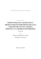 prikaz prve stranice dokumenta Komuniciranje s klijentima u prodaji nikotinskih proizvoda kao faktor poslovnog uspjeha poduzeća na odabranom primjeru