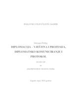 prikaz prve stranice dokumenta Diplomacija - vještina i profesija, diplomatsko komuniciranje i protokol