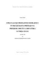 prikaz prve stranice dokumenta Upravljanje prodajnim osobljem u funkciji rasta prodaje na primjeru Hrvatska lutrija d.o.o.