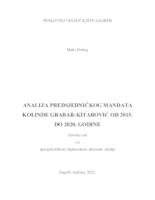 prikaz prve stranice dokumenta Analiza predsjedničkog mandata Kolinde Grabar Kitarović 2015. - 2020.