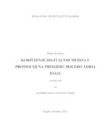 prikaz prve stranice dokumenta Korištenje digitalnih medija u promociji na promjeru Bolero Adria d.o.o.